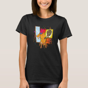 Katze malt Löwe Künstlerische Tiere Grafik T-Shirt
