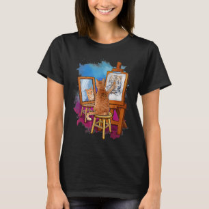 Katze malt Löwe Künstlerische Tiere Grafik T-Shirt