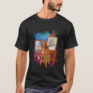 Katze malt Löwe Künstlerische Tierliebhaber Grafik T-Shirt
