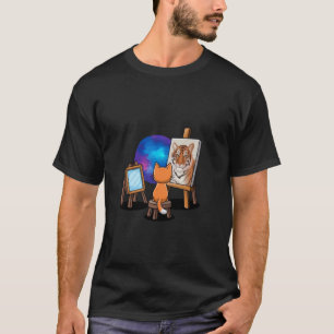 Katze malt Löwe Künstlerische Tierliebhaber Grafik T-Shirt