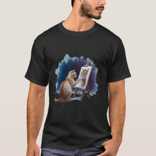 Katze malt Löwe Künstlerischer Tierliebhaber T-Shirt