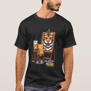 Katze malt Löwe Tier Zeichnung abstrakte Kunst Sch T-Shirt