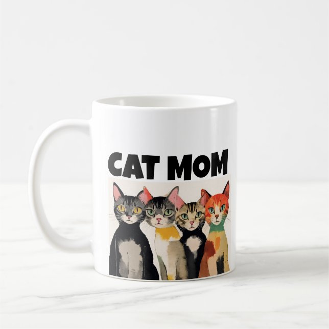 KATZE MAMA FARBIGE KATZEN ART KAFFEETASSE (Links)