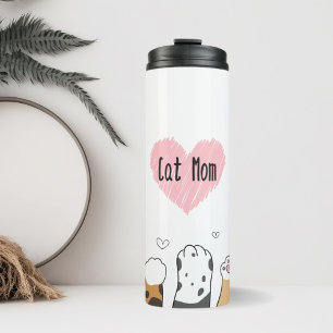 Katze Mama Katze Katzen Mutterkatzenpaare mit Herz Thermosbecher