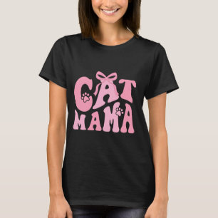 Katze Mama Kokette Pfote Vintage Katzen Mama Rosa T-Shirt