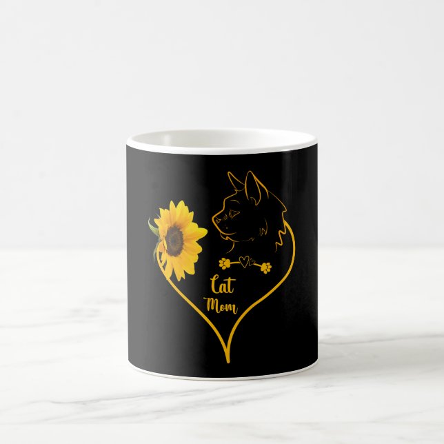 Katze Mama mit Sonnenblumen Niedliche Katzen Liebh Kaffeetasse (Mittel)