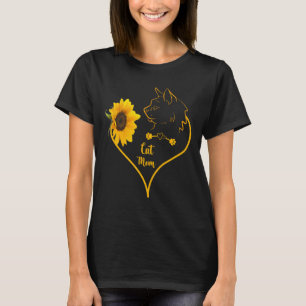 Katze Mama mit Sonnenblumen Niedliche Katzen Liebh T-Shirt