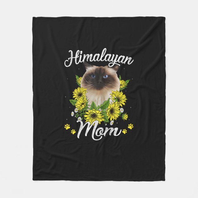 Katze Mama Muttertag Geschenke Sonnenblume Himalay Fleecedecke (Vorderseite)
