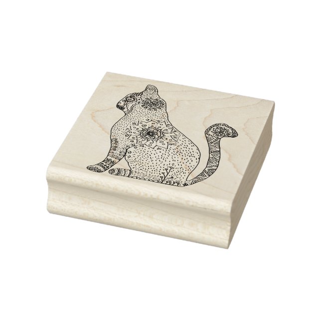 Katze, Mandala Cat Wood Art Briefmarke Gummistempel (Stempel)