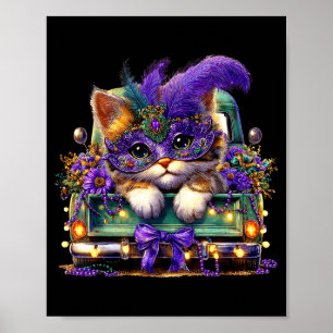 Katze Mardi Gras LKW Nola Süße Kinder Jungen Mädch Poster