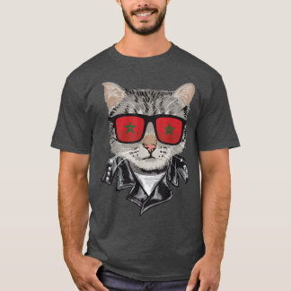 Katze Marokko Flagge Sonnenbrille Cool marokkanisc T-Shirt