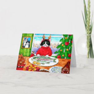 Katze, Maus, Fisch Weihnachtskarte Karte