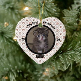 Katze Mein erstes Weihnachtskätzchen Foto Name Her Keramik Ornament
