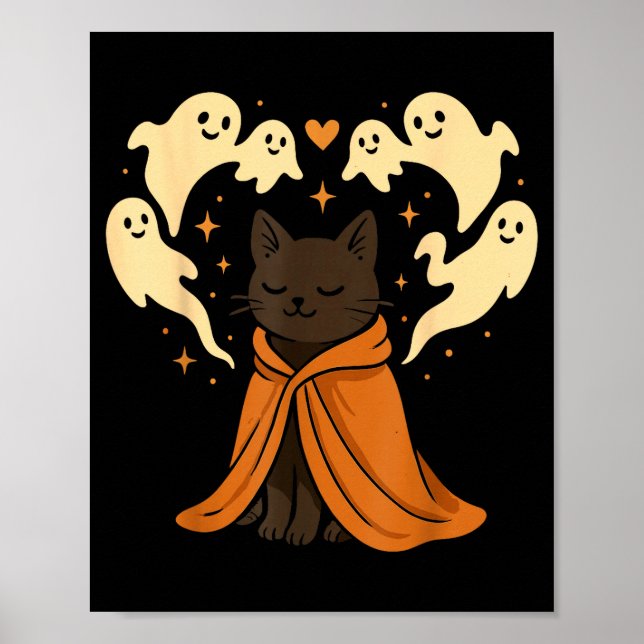 Katze Meme Soky Süß Schwarz Halloween  Poster (Vorne)
