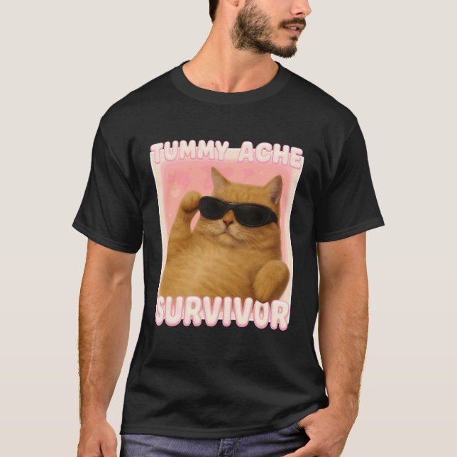 Katze Meme Tee Bauchweh Überlebender Ironisches In (Vorderseite)