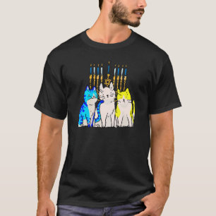Katze Menora Chanukka Süße Katze Chanukka Jüdisch T-Shirt