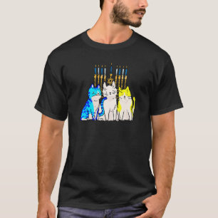 Katze Menorah Chanukka Süße Katze Chanukka Jüdisch T-Shirt