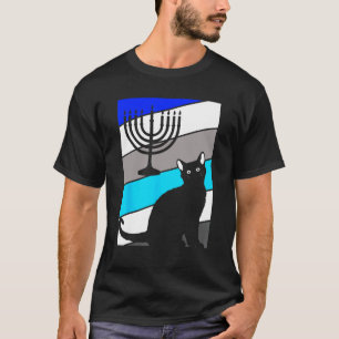 Katze Menorah Chanukka Süße Katze Chanukka Jüdisch T-Shirt
