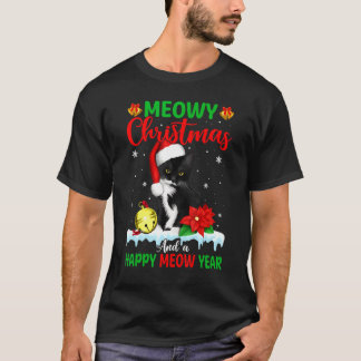 Katze Meowy Familien-Weihnachts-Pyjama Santa  T-Shirt