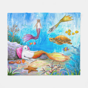 Katze Mermaid 31 Fleecedecke
