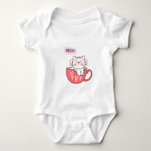 Katze miauen in einer Tasse Baby Strampler