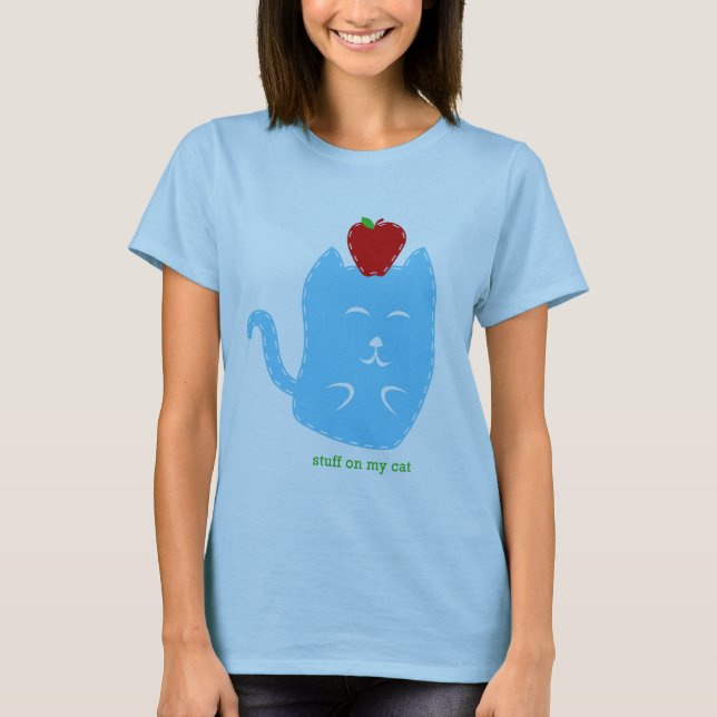Katze mit Apfel auf HauptT - Shirt (Vorderseite)