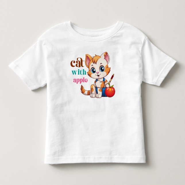 Katze mit Apple-85242 Kleinkind T-shirt (Vorderseite)