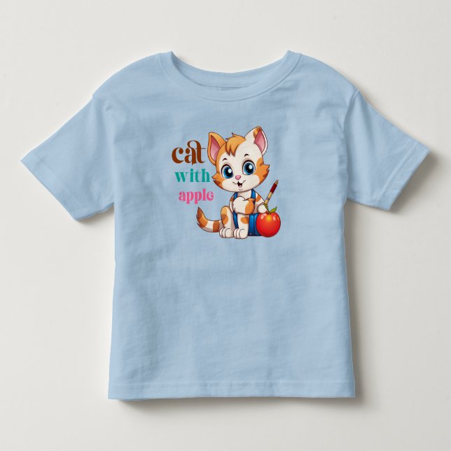 Katze mit Apple-85242 Kleinkind T-shirt (Vorderseite)