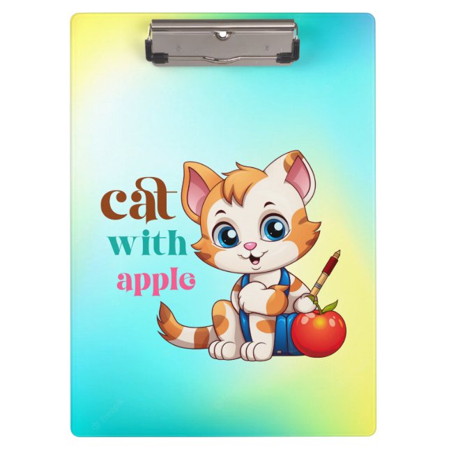 Katze mit Apple-85242 Klemmbrett (Vorderseite)