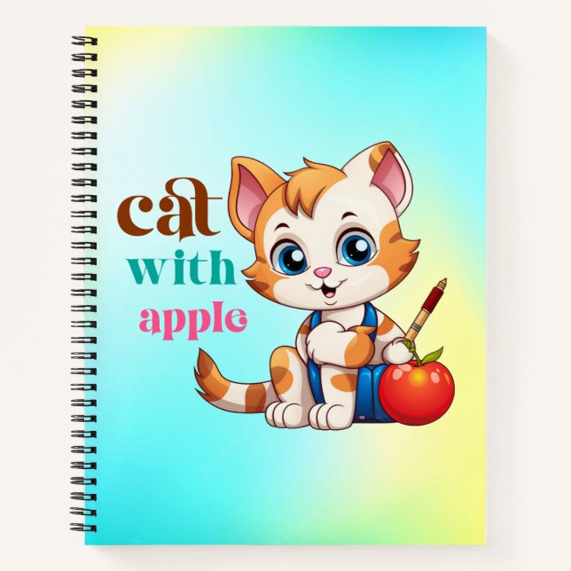Katze mit Apple-85242 Notizbuch (Vorderseite)