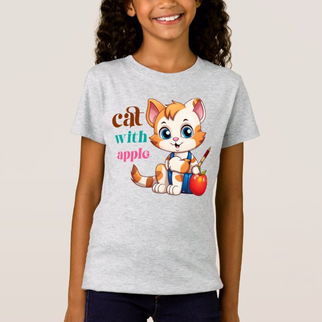 Katze mit Apple-85242 T-Shirt (Vorderseite)