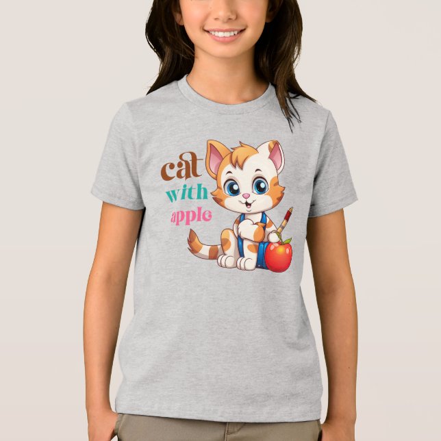 Katze mit Apple-85242 Tri-Blend Shirt (Vorderseite)