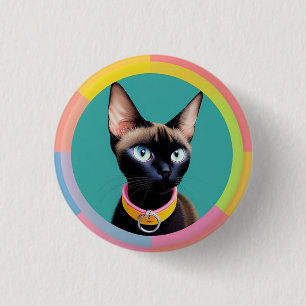 Katze mit auffälligen Augen nach kreisförmigem Spi Button