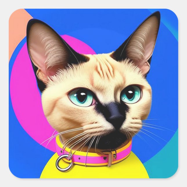 Katze mit auffälligen Augen Quadratischer Aufkleber (Vorderseite)