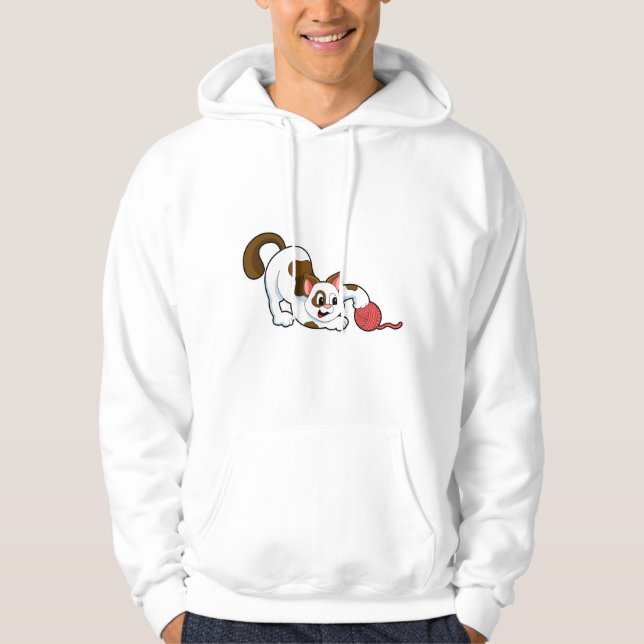 Katze mit Ball aus Wolle Hoodie (Vorderseite)