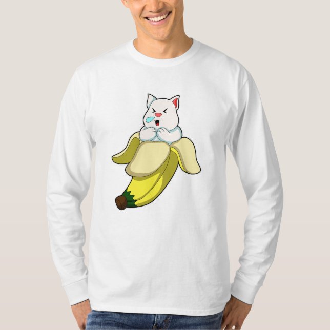 Katze mit Banane T-Shirt (Vorderseite)