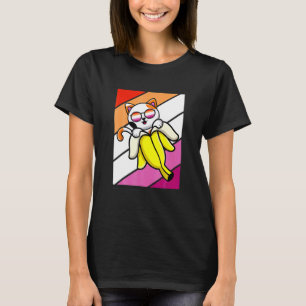 Katze mit Bananen-Stolz Lesben-Flagge LGBQ Stolz V T-Shirt