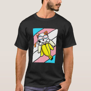Katze mit Bananen-Stolz Transgender-Flagge LGB Sto T-Shirt