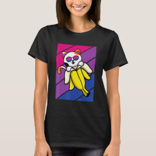 Katze mit Bananenstolz Bisexuelle Flagge LGBTQ Pro T-Shirt