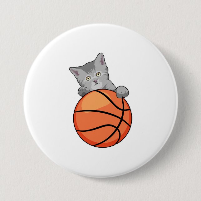 Katze mit Basketball Button (Vorderseite)