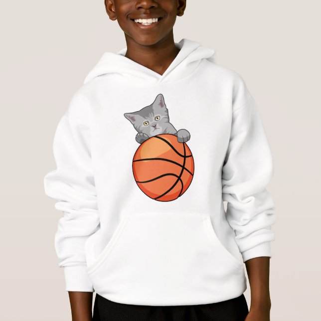 Katze mit Basketball Hoodie (Vorderseite)