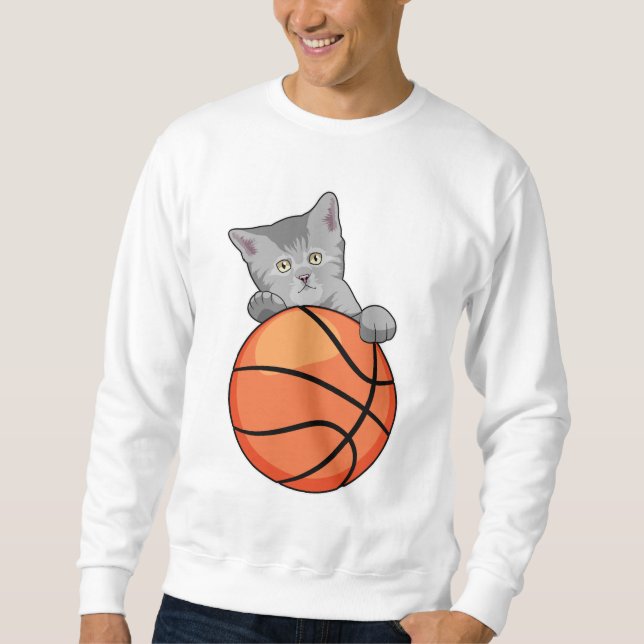 Katze mit Basketball Sweatshirt (Vorderseite)