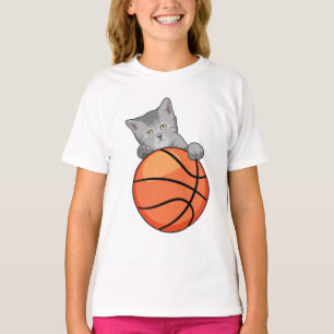 Katze mit Basketball T-Shirt