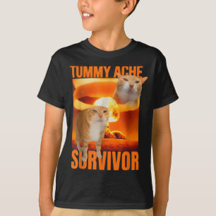 Katze mit Bauchweh-Überlebender-Meme Lustiger Spru T-Shirt