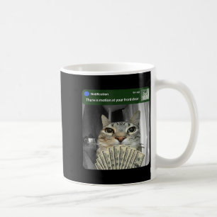 Katze mit Bewegungs-Meme beringen Kaffeetasse