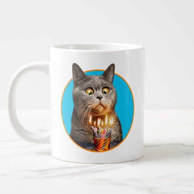 Katze mit Birthday-Schuhglas Jumbo-Tasse (Links)