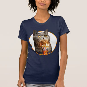 Katze mit Birthday-Schuhglas T-Shirt