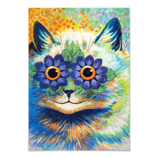 Katze mit Blume Augen | Louis Wain | Fotodruck (Vorne)