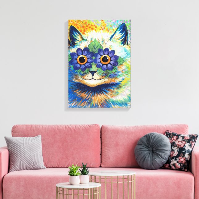 Katze mit Blume Augen | Louis Wain | Leinwanddruck (Insitu (Wohnzimmer))