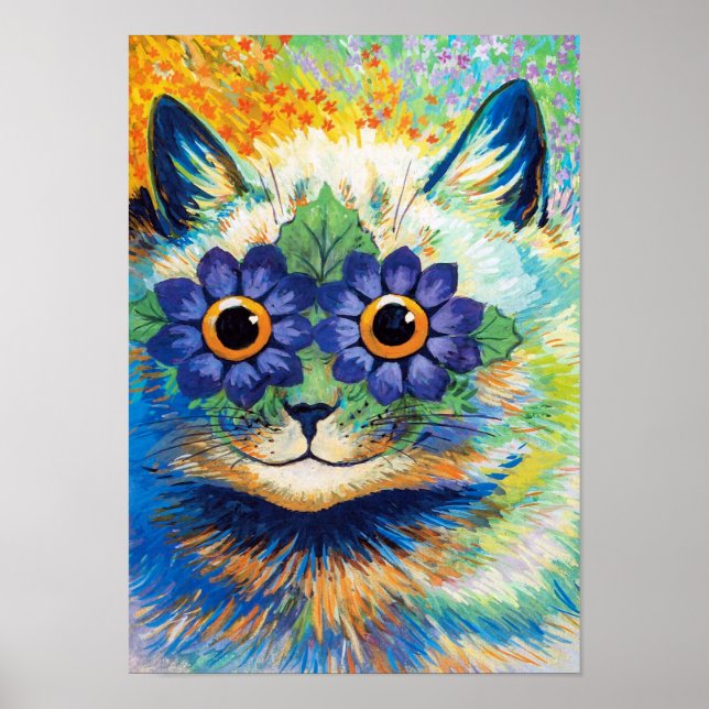 Katze mit Blume Augen | Louis Wain | Poster (Vorne)